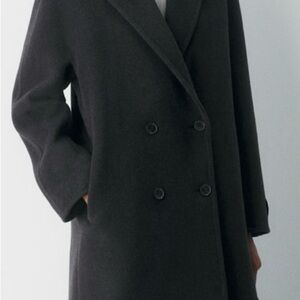 Aritzia Dark Gray Double-Breasted Slouch Coat